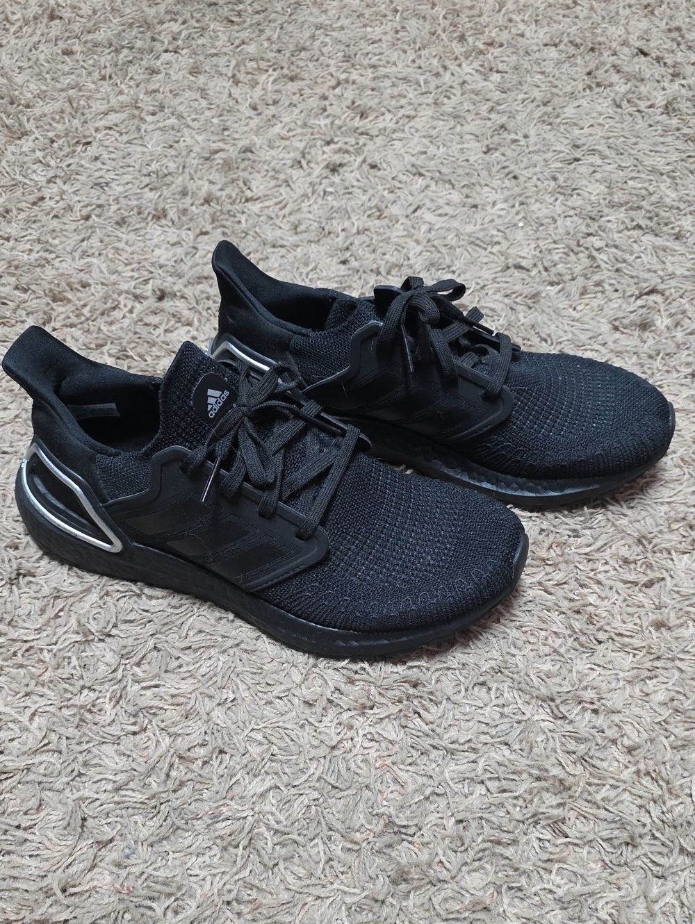 adidas Black Athletic Running Sneakers with Subtle Silver Trim